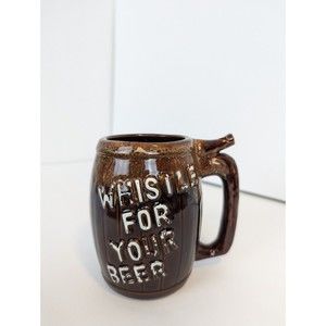 Vintage Brown Drip Whistle Japan Coffee Mug Beer Stein Whiskey Barrel